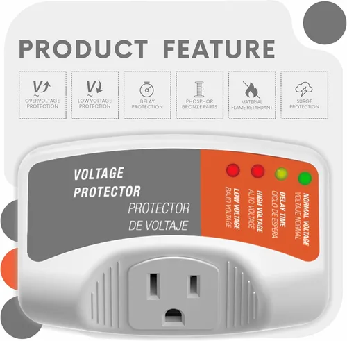 Vista 2 de GIDEON Protector de sobretensiones para electrodomésticos, protector de voltaje de salida única y regulador de voltaje para refrigerador, TV, PC