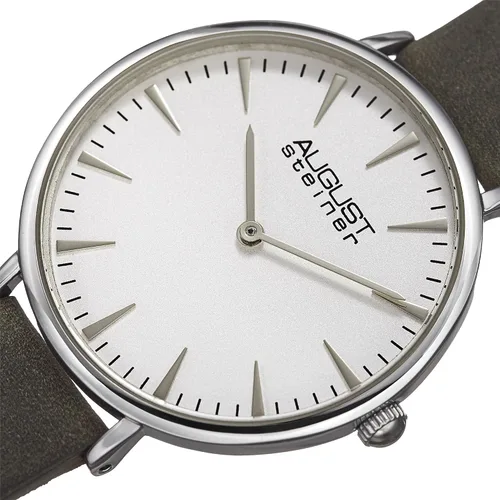 Vista 2 de August Steiner Reloj de pulsera de piel de nobuk con movimiento de cuarzo para mujer, AS8187