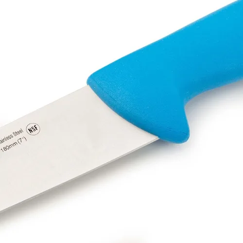 Vista 4 de Arcos Cuchillo de carnicero Range de acero inoxidable nitrum de 7 pulgadas. Cuchillo para carne. Mango azul de polipropileno. Sistema