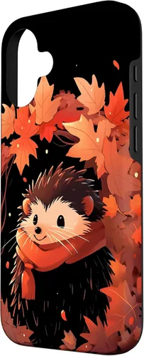 Vista 2 de Hedgehog Autumn Fall Leaves Thanksgiving Case for iPhone 16