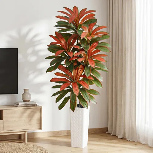 Vista 20 de Árbol de Dracaena artificial, plantas artificiales de 5 pies, maceta Verde-negro Pot