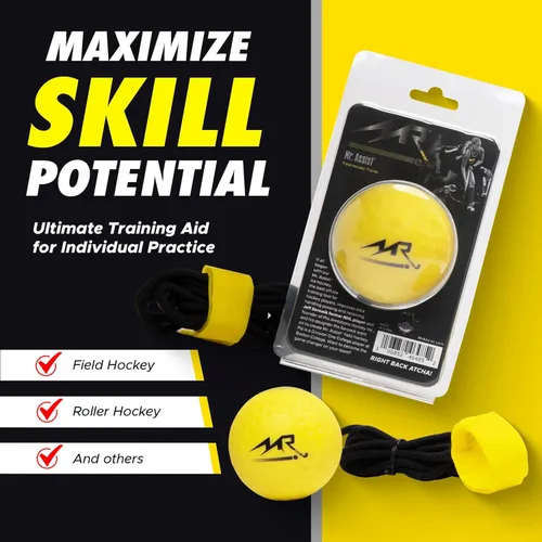 Vista 2 de Mr. Assist LLC - Entrenador de hockey, pelota profesional de hockey sobre césped para entrenamiento de hockey en solitario, sistema de entrenamiento