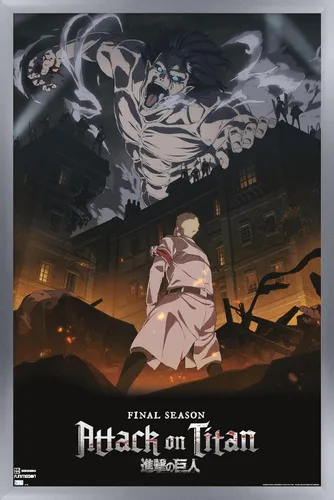 Vista 15 de Trends International Attack on Titan: Season 4 - Póster de pared Key Visual 1, 14.725 x 22.375 pulgadas, versión enmarcada de madera de granero