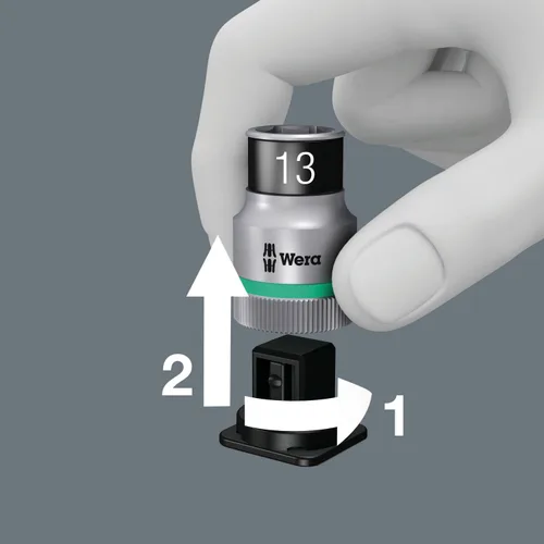 Vista 22 de Wera 05003756001 8100 SA 12 HF Zyklop Juego de trinquete metálico con palanca de interruptor, 1/4" accionamiento, métrico, 13 piezas