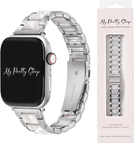 Vista 7 de Compatible Apple Watch Band Strap, Stainless Steel Fashion iWatch Replacement Strap- Easy Resizing, No Tool Needed, Fits Most Wrists- Series 1-11