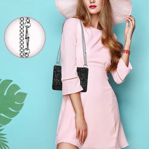 Vista 3 de GM LIKKIE - Bolso de mano cruzado para mujer bolso de noche con purpurina y lentejuelas para fiesta