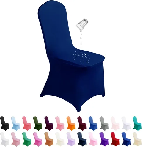Vista 12 de SUPERO Funda impermeable de poliéster y elastano para silla (100 unidades, color negro) - Fundas elásticas para sillas de comedor, protector