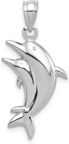 Vista 3 de Colgante de oro blanco de 14 k con delfines, Metal