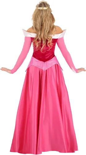 Vista 6 de Disfraz de princesa Aurora de Disney, vestido rosa y corona, disfraz de Halloween para mujer