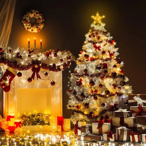 Vista 5 de DULEFUN Estrella LED de 11.8 Pulgadas para la Punta del Árbol - Adorno de Metal Dorado con 20 Luces para Decoración de Árbol de Navidad y Decoración