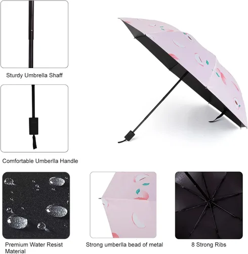 Vista 3 de Xiuying Feng Paraguas de viaje a prueba de viento ligero sol y lluvia paraguas para mujeres y hombres protección UV varios colores regalos