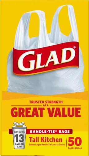Vista 10 de Glad Bolsas de basura altas de cocina de 13 galones, bolsas de basura sin perfume, lazo de asa, 50