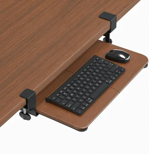 Vista 12 de BONTEC Bandeja para teclado debajo del escritorio, plataforma extraíble Negro