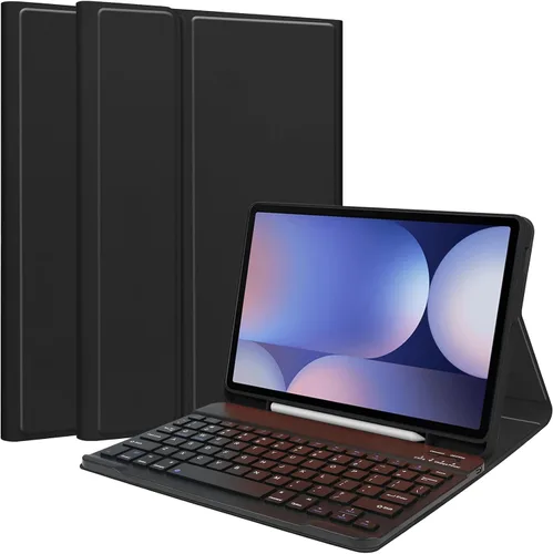 Vista 21 de Funda de teclado para Samsung Galaxy Tab S6 Lite de 10.4 pulgadas 2024/2022/2020, funda protectora Magentic con soporte para S-Pen y teclado Negro