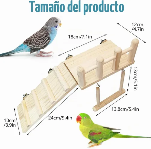 Vista 2 de Hamiledyi 13 piezas de juguetes para loros con columpio, mordedores, perchas para pájaros, plataforma con escalera de escalada y accesorios