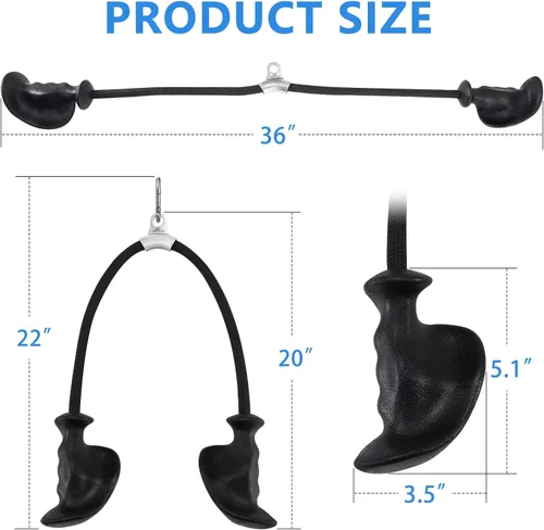 Vista 6 de HXD-ERGO Cuerda de tríceps con asas ergonómicas, cuerda de jalón de tríceps de 36 pulgadas para máquina de cable, sistema de polea, accesorio