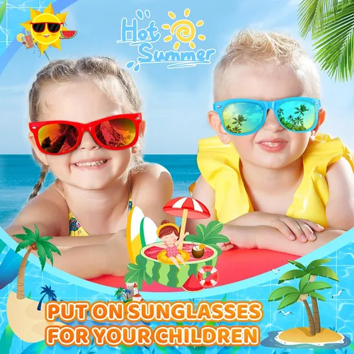Vista 6 de Paquete de 36 lentes de sol para niños con protección UV400, recuerdos de fiesta para niños y niñas de 3 a 8 años, bolsas de regalo de neón