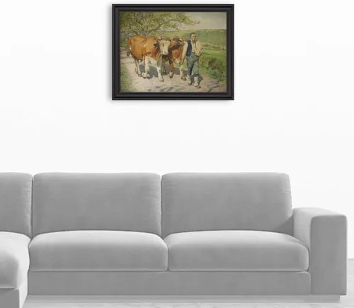 Vista 3 de Lost Cabin The Peasant Farmer by Eugene Burnand Canvas in Black Beveled Frame Fine Artwork Painting Reproduction Framed Wall Art Decor Poster
