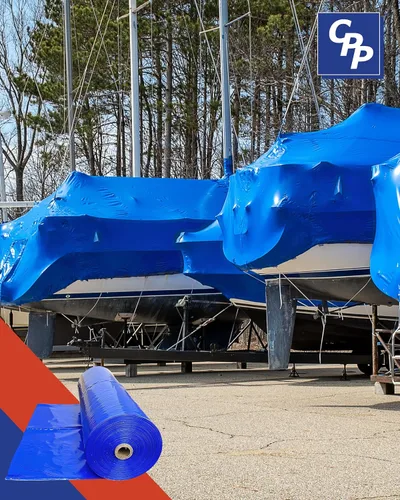 Vista 8 de CPP 12' x 149' 7 Mil Blue Boat/Envoltura retráctil industrial
