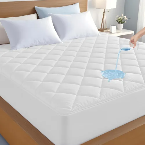 Vista 12 de LUX Décor Protector de Colchón Twin - Cubrecolchón Acolchado Elástico Ajustable Protector Hasta 16 Pulgadas de Profundidad - Cubrecolchón Suave