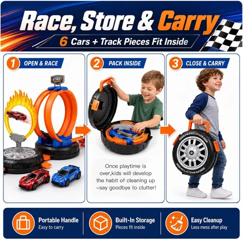 Vista 5 de 2026 All New Stunt Race Car Track Set for Kids 4-8