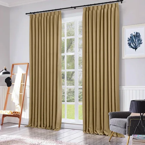 Vista 8 de ChadMade Cortina opaca plisada pesada de 45 pulgadas de largo, 27 pulgadas de ancho x 45 pulgadas de largo, para ventanas pequeñas, color beige