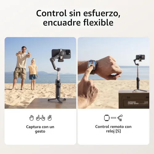 Vista 4 de DJI Osmo Mobile 7P Bundle, estabilizador de cardán para iPhone, Android, seguimiento nativo, iluminación, cardán de teléfono de 3 ejes, barra