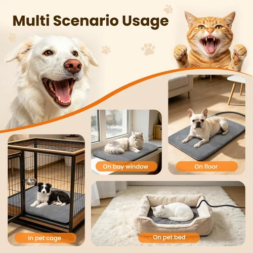 Vista 8 de Cama térmica para perros de 23.6 x 17.7 pulgadas, tubo de protección