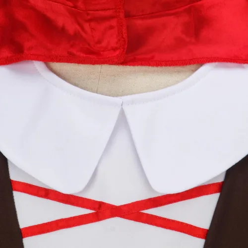 Vista 7 de ZIFUNMUR Little Red Riding Hood Costume Dress Cape Cloak Outfit Girls Kids Halloween Cosplay Party Fancy Dress Up Props