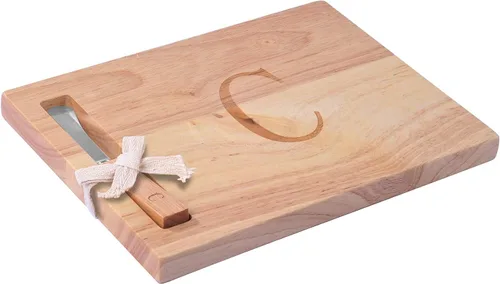 Vista 14 de Miicol Tabla de madera para charcutería, tabla de queso con monograma de 10 pulgadas, tabla de cortar inicial personalizada con esparcidor, regalo