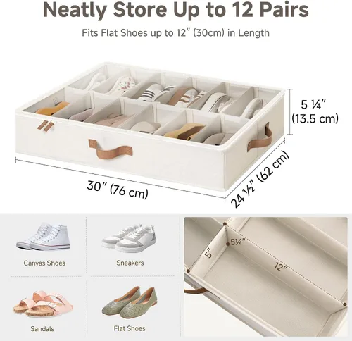 Vista 3 de StorageWorks Organizador de zapatos para armario, con capacidad para hasta 24 pares, juego de 2 contenedores de almacenamiento de zapatos debajo