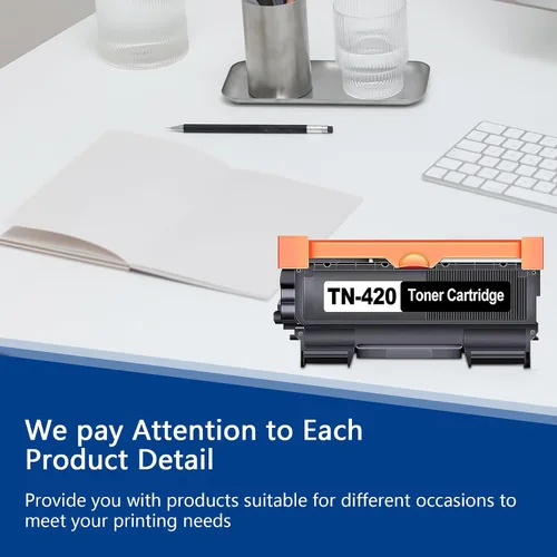 Vista 6 de Paquete de 2 cartuchos de tóner TN420 TN-420 negro: repuesto para Brother TN 420 para usar con tóner para impresora HL-2270DW 2280DW 2230 2240