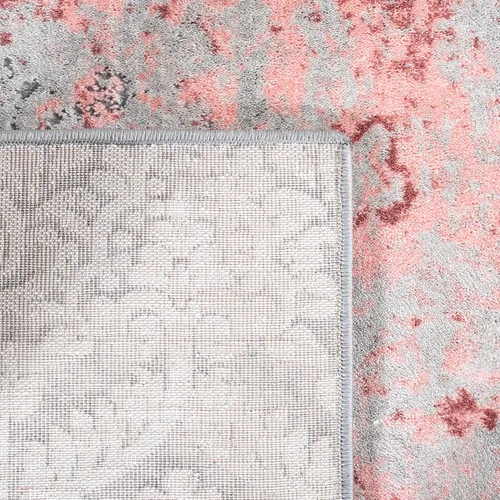 Vista 6 de SAFAVIEH Meadow Collection - Alfombra decorativa de 2 x 5 pies, gris claro y rosa, diseño abstracto moderno, no desprende pelusa y de fácil cuidado