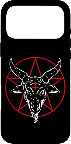Vista 22 de iPhone 12/12 Pro Baphomet cabra - Estuche Satánico Pentagrama
