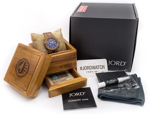 Vista 2 de Jord Relojes de pulsera de madera para hombre, cronógrafo, correa de reloj de madera y metal, bisel de madera, movimiento de cuarzo analógico