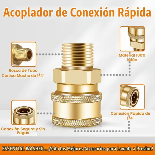 Vista 4 de 2 piezas de 1/4 pulgadas NPT macho lavadora a presión conexión rápida