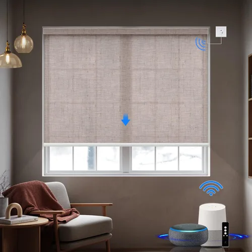 Vista 13 de Persiana enrollable motorizada de filtrado de luz funciona con HomeKit, Alexa, Google, persianas inteligentes 50% opacas para ventanas con motor