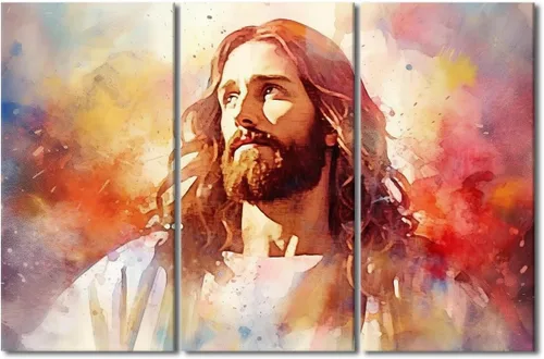 Vista 24 de Lienzo decorativo para pared de sala de estar, impresión retro con luz de esperanza de Jesús, 1 panel, póster de lienzo moderno para dormitorio