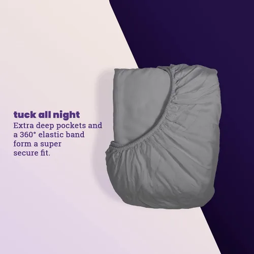 Vista 3 de Sheets & Giggles es ropa de cama. Lyocell Juego de sábanas de eucalipto, nuestras sábanas son naturalmente más suaves, más transpirables, más Gris