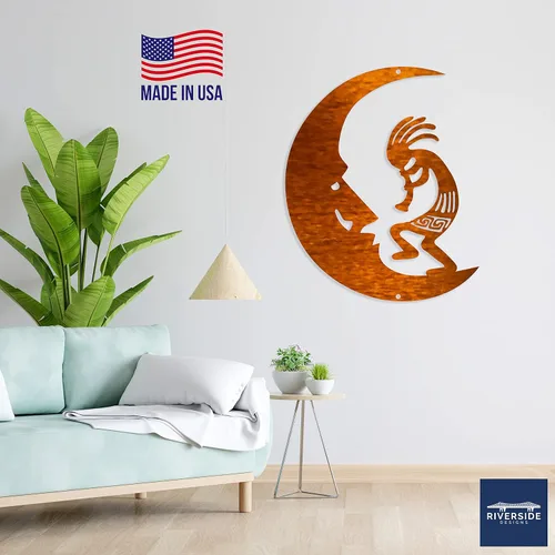 Vista 6 de Riverside Designs Kokopelli - Arte de pared de acero para exteriores, resistente e impermeable, fabricado en Estados Unidos