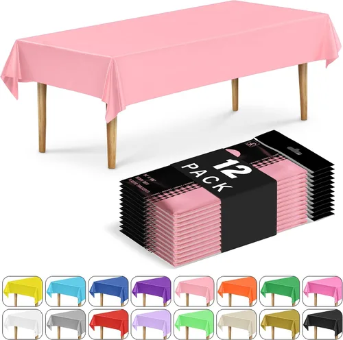 Vista 18 de DecorRack 2 Manteles rectangulares de plástico libres de BPA, 54 x 108 pulgadas, mantel de mesa para comedor, mantel rectangular para fiestas