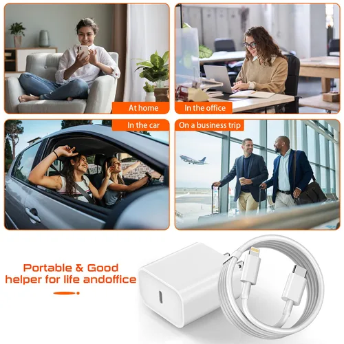 Vista 6 de Cargador para iPhone de carga rápida, 20 W, USB C, cargador rápido de 3 pies compatible con iPhone 14 pro/14 pro
