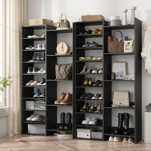 Vista 6 de Furnify Zapatero de 14 niveles, organizador de zapatos moderno de 152 cm de altura, gabinete de almacenamiento de zapatos con compartimentos