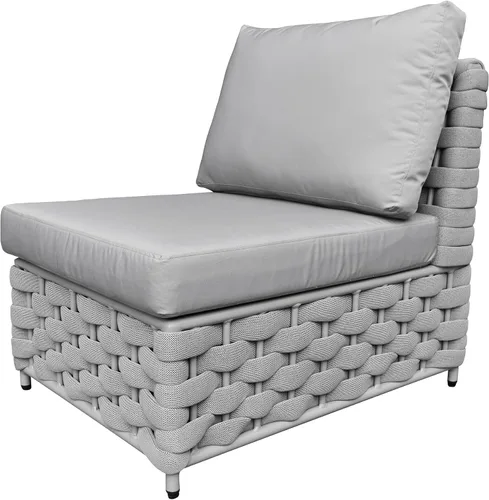 Vista 12 de TWT Sofá individual modular para exteriores con cojín grueso, gris oscuro Cuerda Textilene Gris Oscuro W/Cojín Gris Oscuro