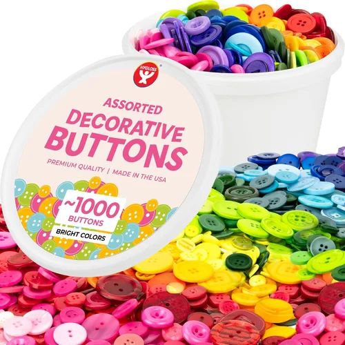 Vista 14 de 500 botones surtidos (aproximadamente) para manualidades – Contenedor a granel de 1 libra – Botones pequeños y grandes para coser, camisas, ropa
