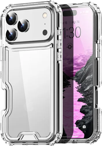 Vista 16 de AICase para iPhone 17 Transparente, Resistente Duradera de 3 Capas de Cristal Transparente [No amarillea]
