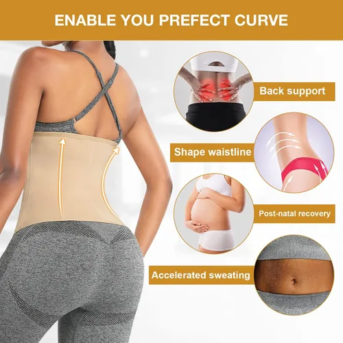 Vista 5 de FeelinGirl Entrenador de cintura de látex para mujer, faja transpirable, faja moldeadora de cintura para entrenamiento, reloj de arena