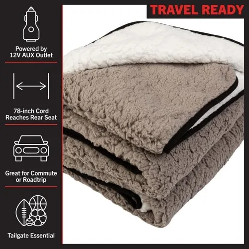 Vista 3 de Stalwart Paquete de 2 mantas calefactables para automóvil, caravana o campamento, manta eléctrica portátil de viaje de 57 x 39 pulgadas, 2 niveles