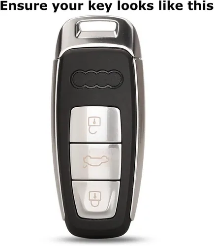 Vista 2 de iJDMTOY Funda para llavero de fibra de carbono, color rojo brillante, compatible con Audi 2019 en adelante A6 A7 E-Tron A8 Q8, llavero inteligente