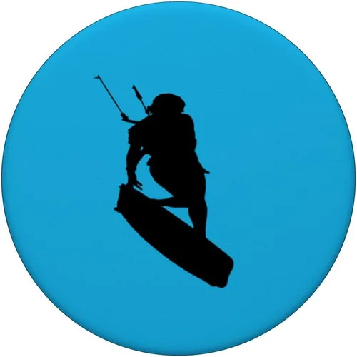 Vista 3 de Kitesurfers Freestyle Kite Femenino Jinete Negro Silueta PopSockets Estándar PopGrip